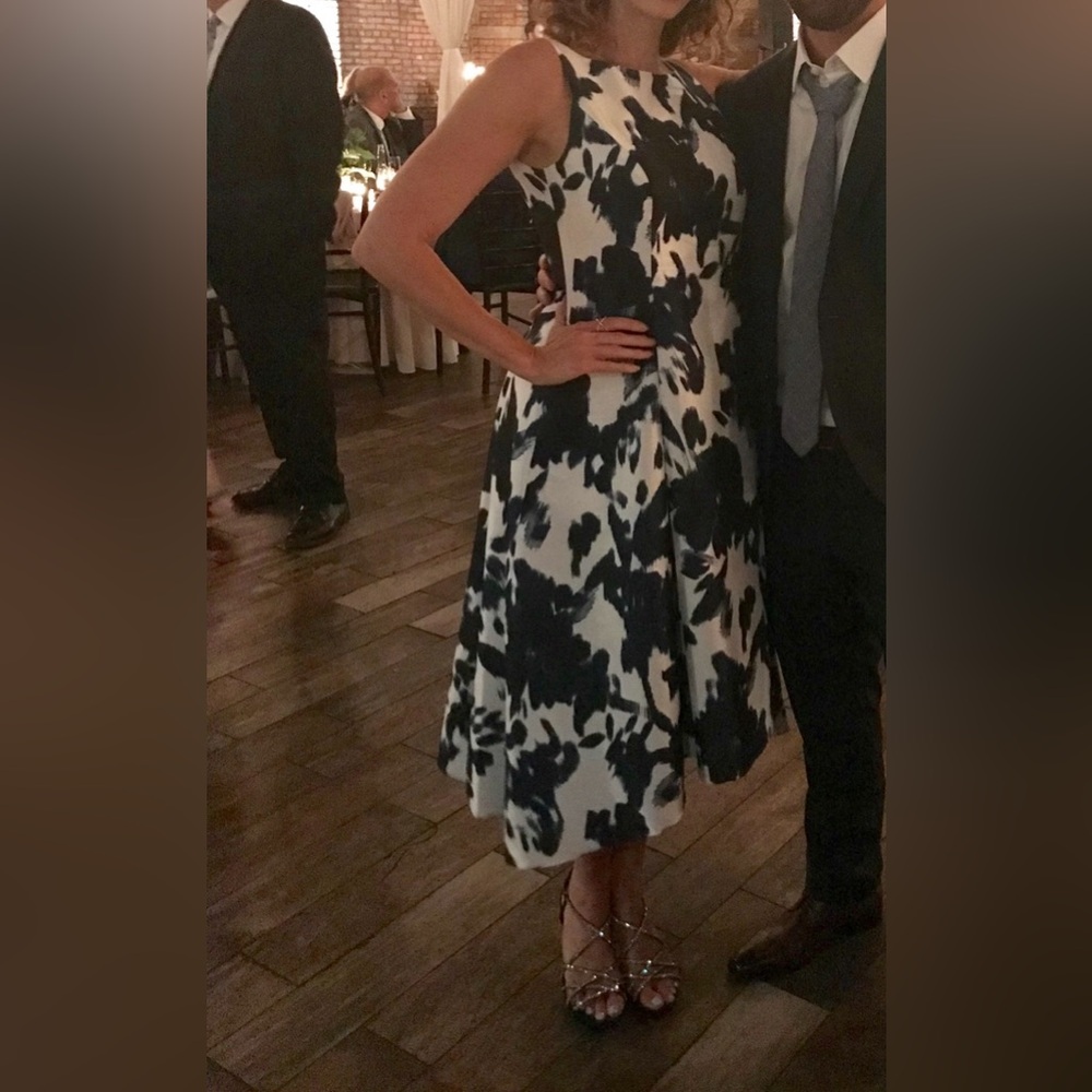 Fit & flare Adrianna Papell Blue & White Dress, great wedding guest dress - Picture 3 of 10